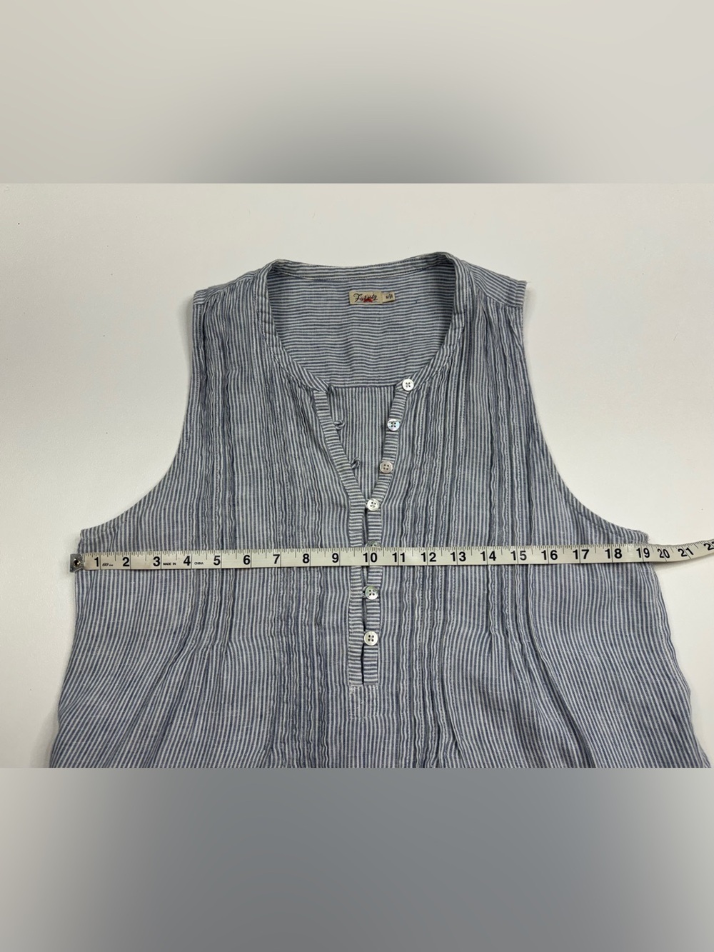 Faherty Isha 100% Linen Pintuck Shift Dress With Pockets Womens Medium - Picture 7 of 13